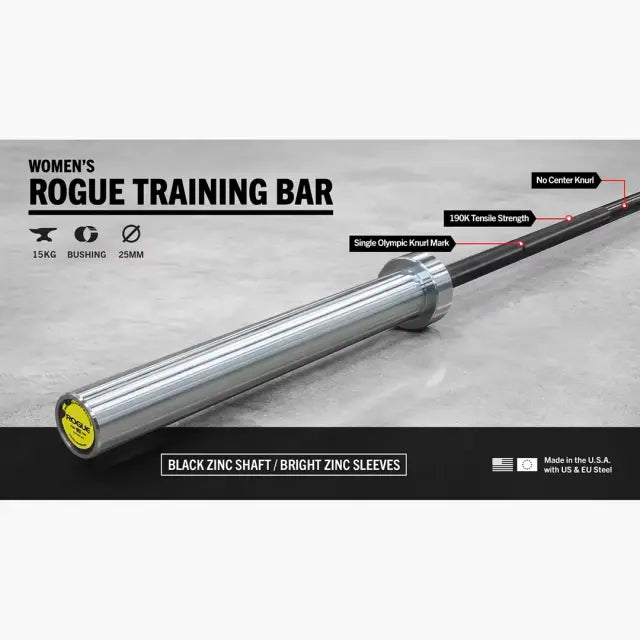 ROGUE 25MM ウィメンズトレーニングバー ブラックジンク