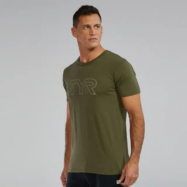 TYR Men's Ultra Soft Lightweight Tri-Blend Tech Tee - Big Logo